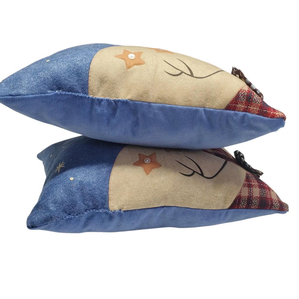 NEW Homemade Festive Snowman Throw Pillow Set - Blue and Cream